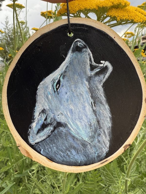 Product Image: Midnight Wolf — Original Hand-Painted Aspen Wood Slice
