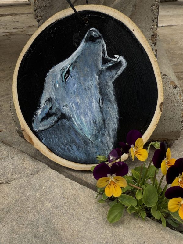 Product Image: Midnight Wolf — Original Hand-Painted Aspen Wood Slice