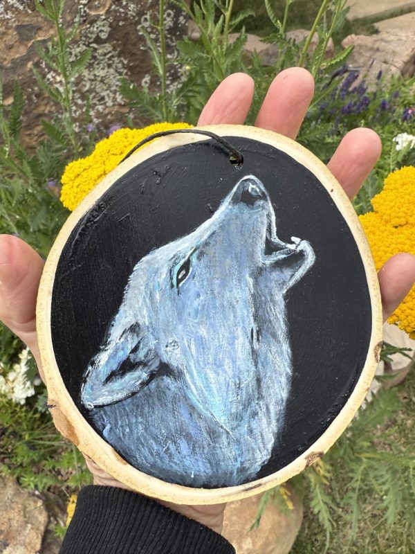 Product Image: Midnight Wolf — Original Hand-Painted Aspen Wood Slice