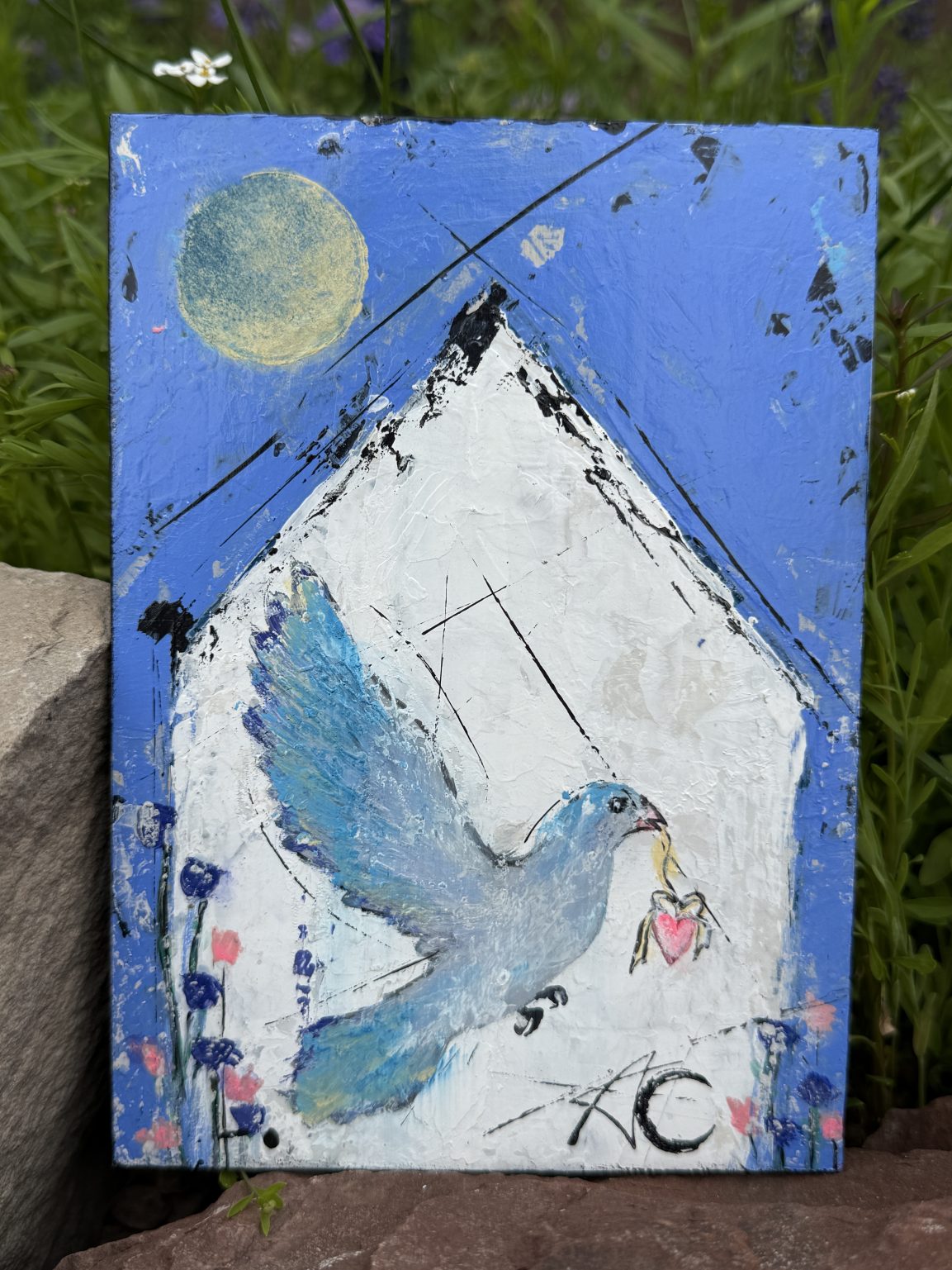 Santa Fe Marketplace Heartbeat — Acrylic on 7×5 Inch Painting Board Product Image: Heartbeat — Acrylic on 7×5 Inch Painting Board