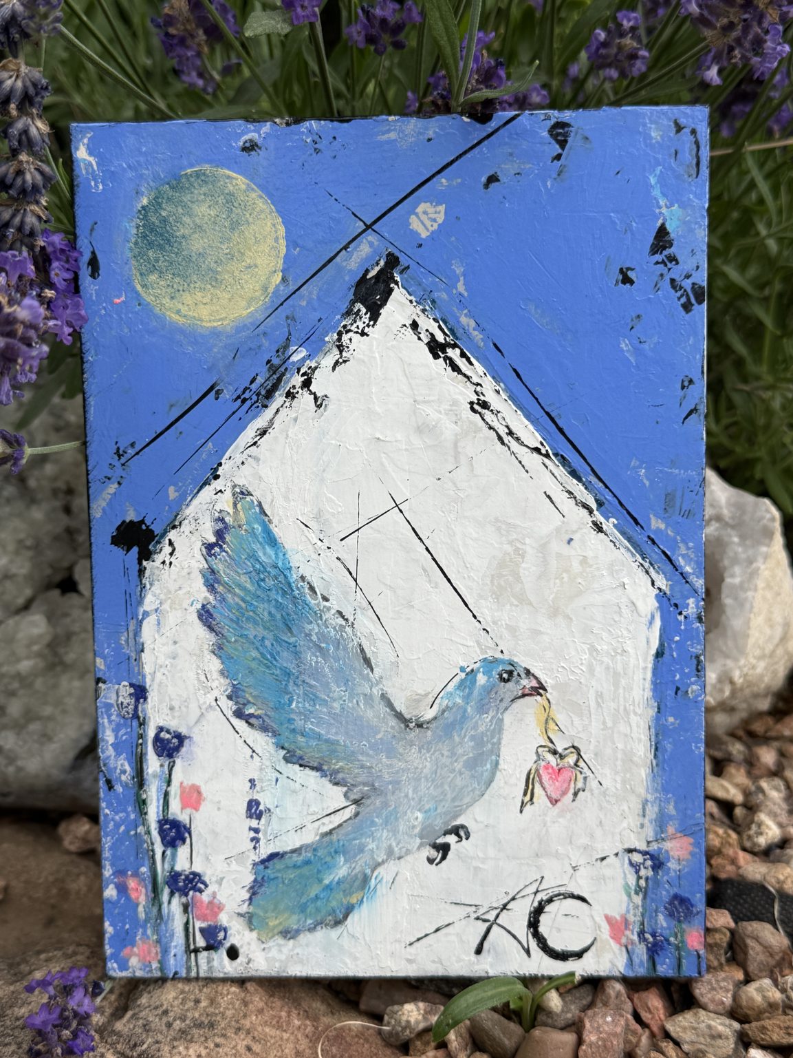 Santa Fe Marketplace Heartbeat — Acrylic on 7×5 Inch Painting Board Product Image: Heartbeat — Acrylic on 7×5 Inch Painting Board