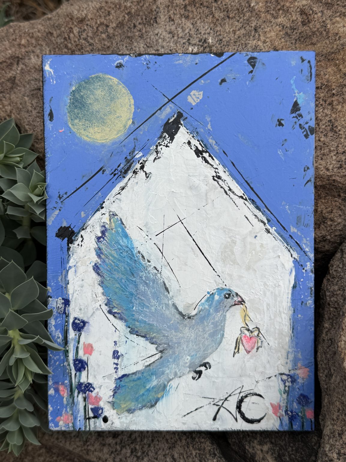 Santa Fe Marketplace Heartbeat — Acrylic on 7×5 Inch Painting Board Product Image: Heartbeat — Acrylic on 7×5 Inch Painting Board