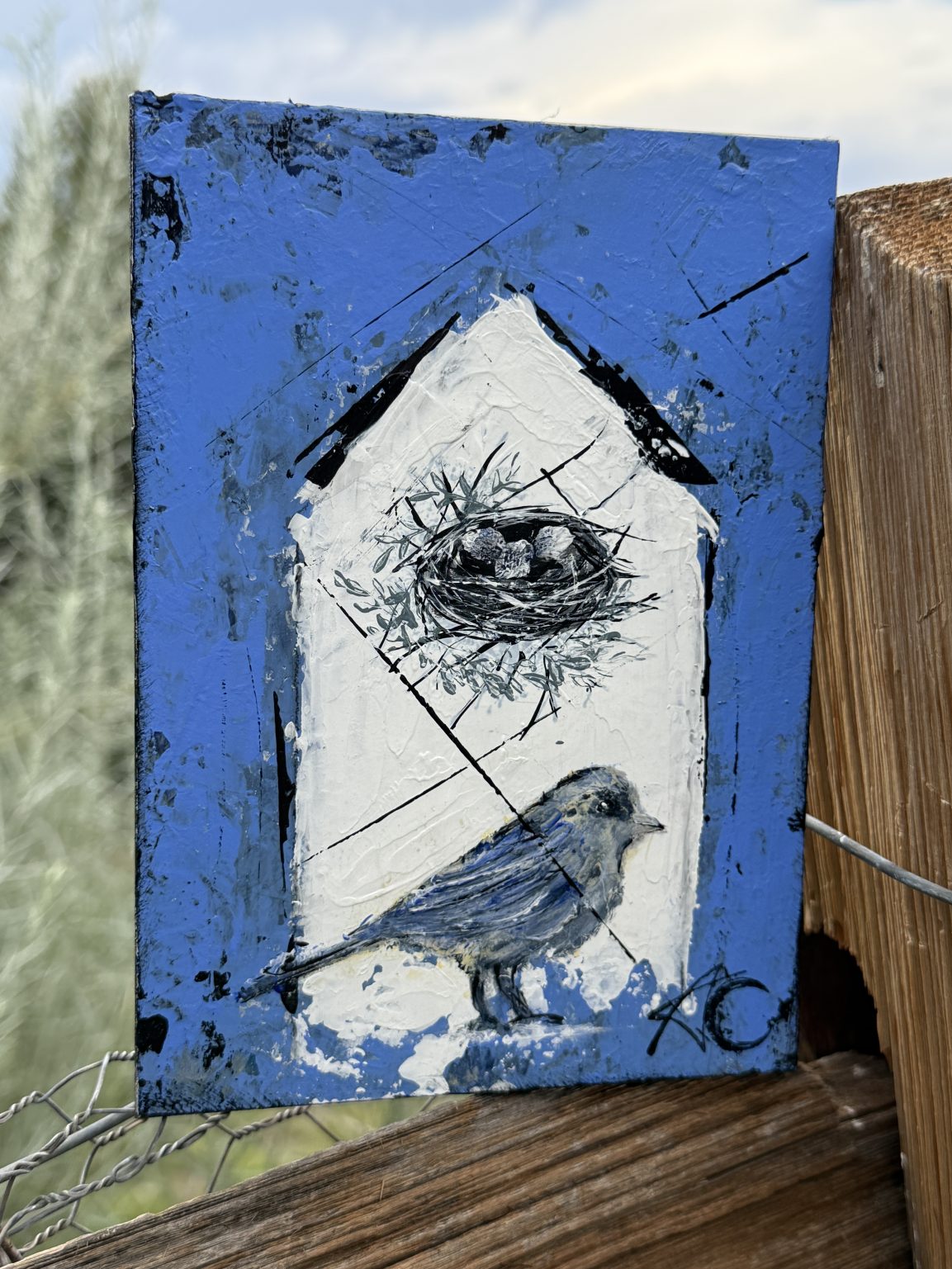 Santa Fe Marketplace Nesting — Acrylic on 7×5 Inch Flat Painting Board Product Image: Nesting — Acrylic on 7×5 Inch Flat Painting Board