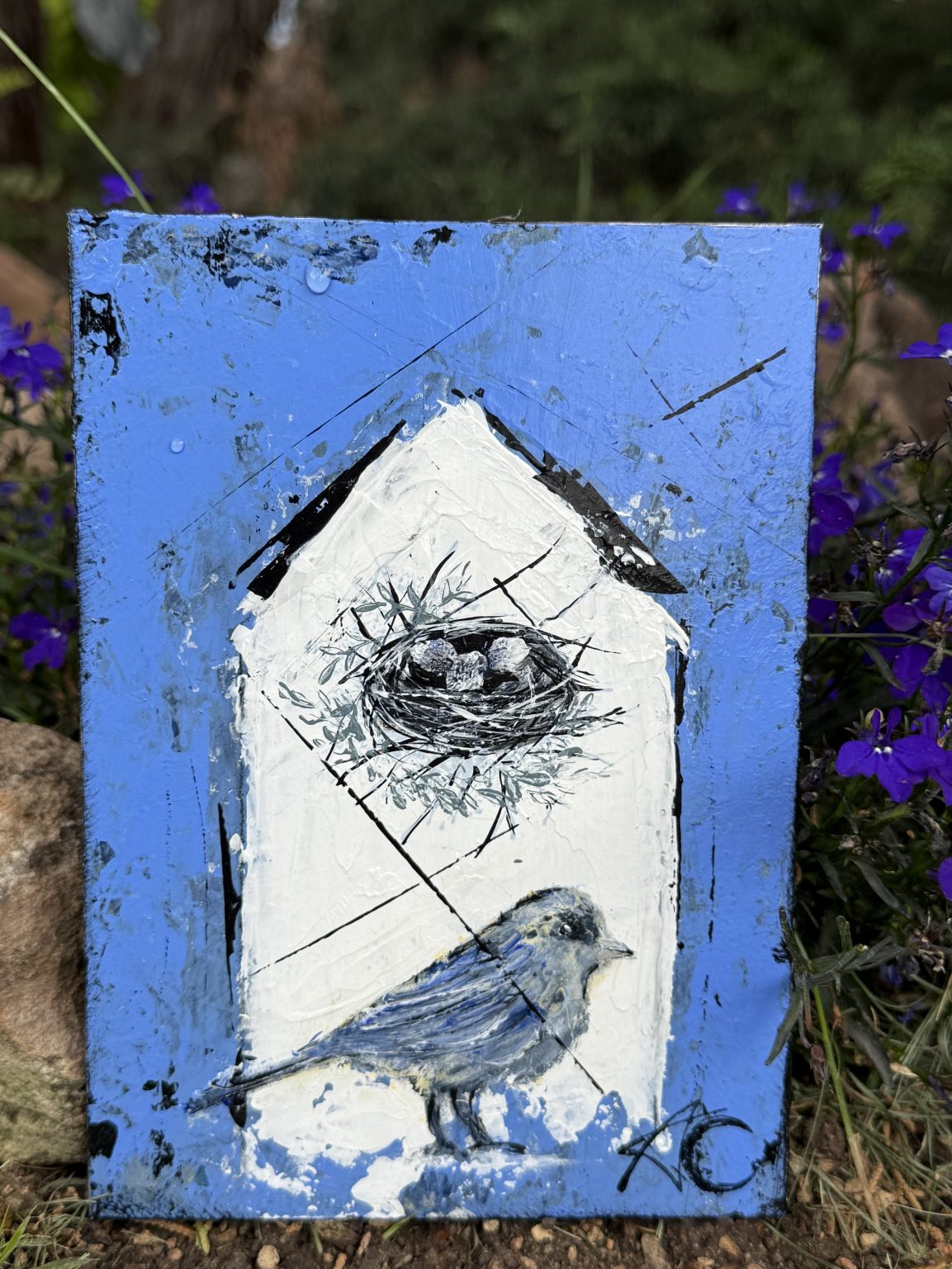 Santa Fe Marketplace Nesting — Acrylic on 7×5 Inch Flat Painting Board Product Image: Nesting — Acrylic on 7×5 Inch Flat Painting Board