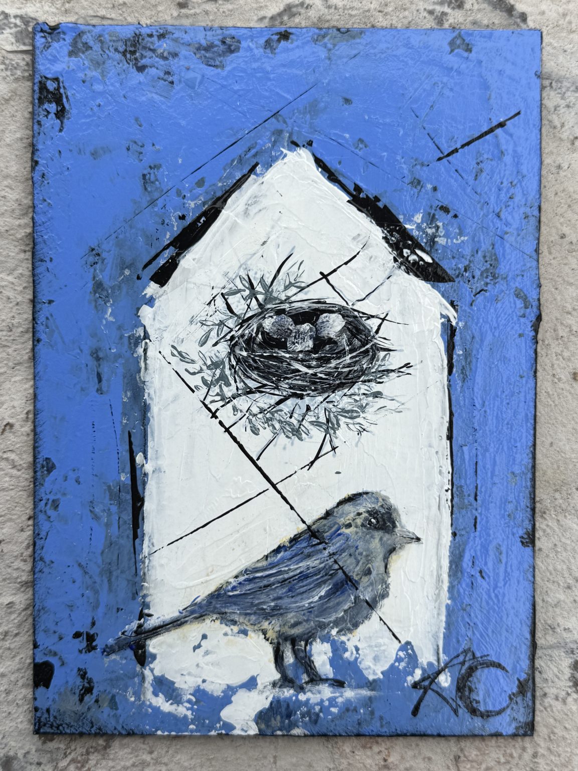 Santa Fe Marketplace Nesting — Acrylic on 7×5 Inch Flat Painting Board Product Image: Nesting — Acrylic on 7×5 Inch Flat Painting Board