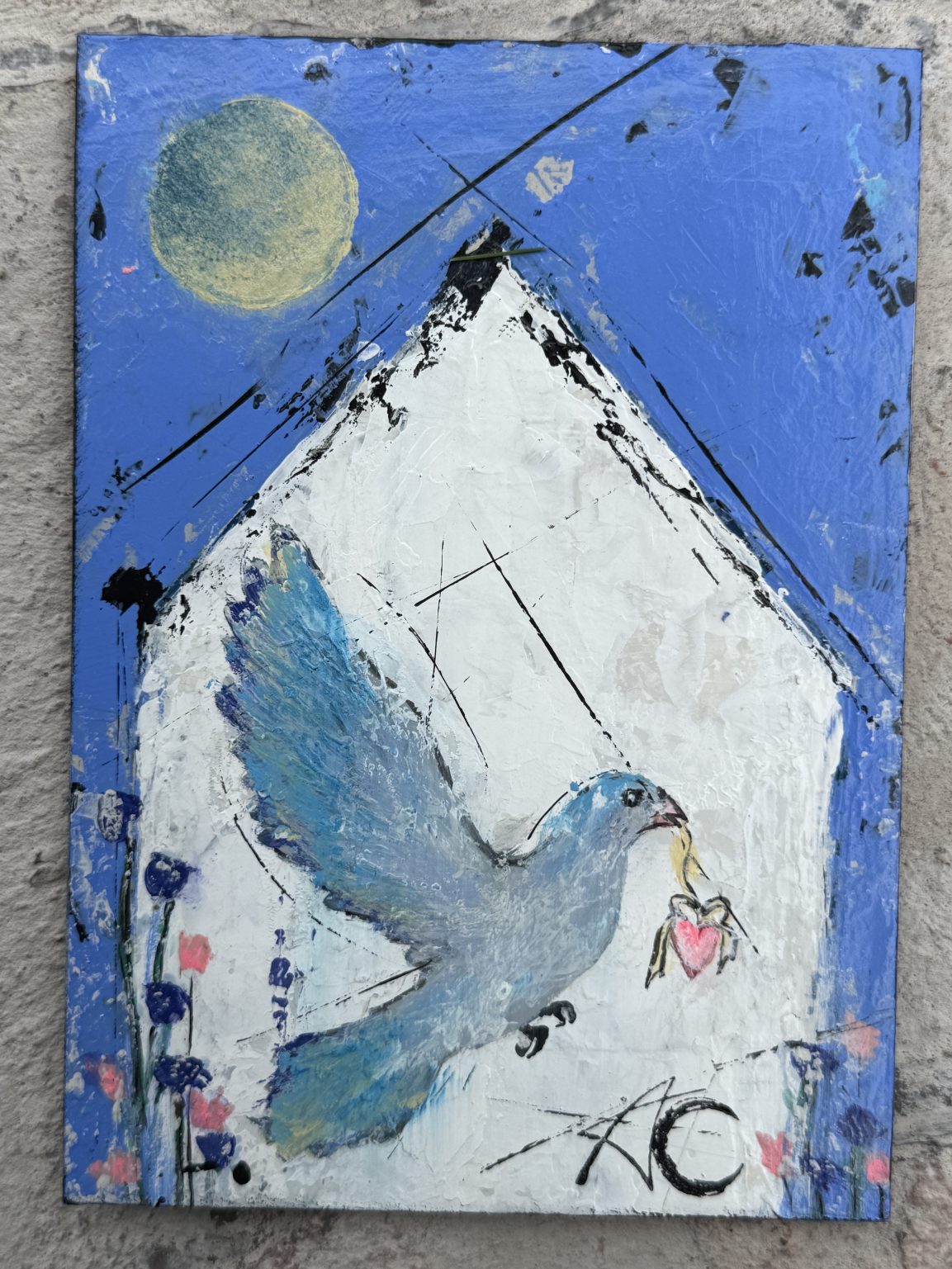 Santa Fe Marketplace Heartbeat — Acrylic on 7×5 Inch Painting Board Product Image: Heartbeat — Acrylic on 7×5 Inch Painting Board