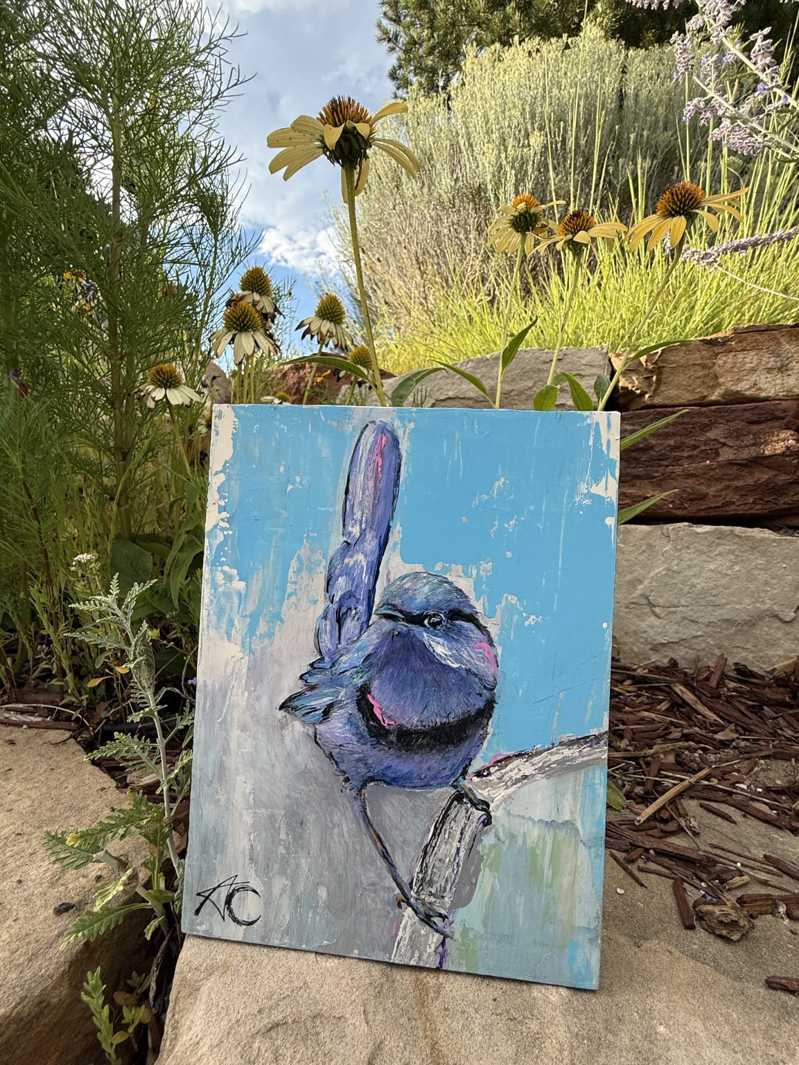 Santa Fe Marketplace Splendid Fairy — 6×8 Original Acrylic Painting Product Image: Splendid Fairy — 6×8 Original Acrylic Painting