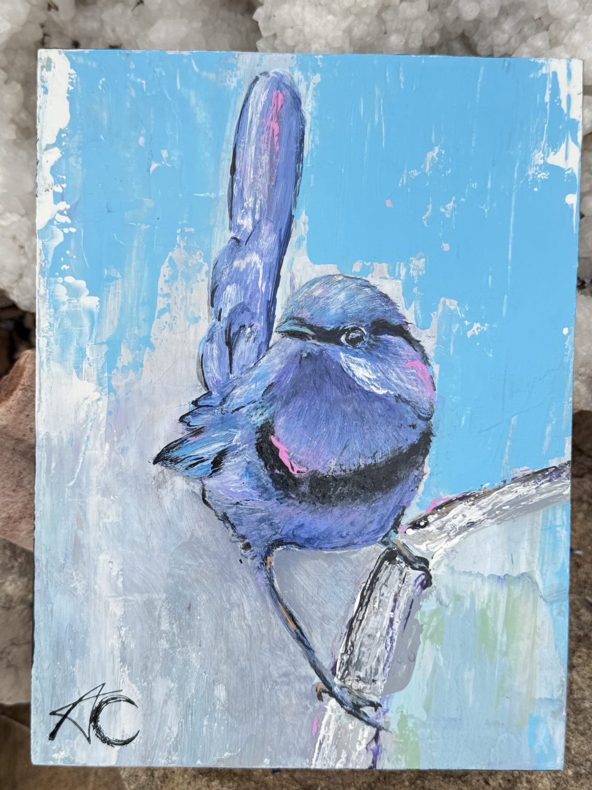 Santa Fe Marketplace Splendid Fairy — 6×8 Original Acrylic Painting Product Image: Splendid Fairy — 6×8 Original Acrylic Painting