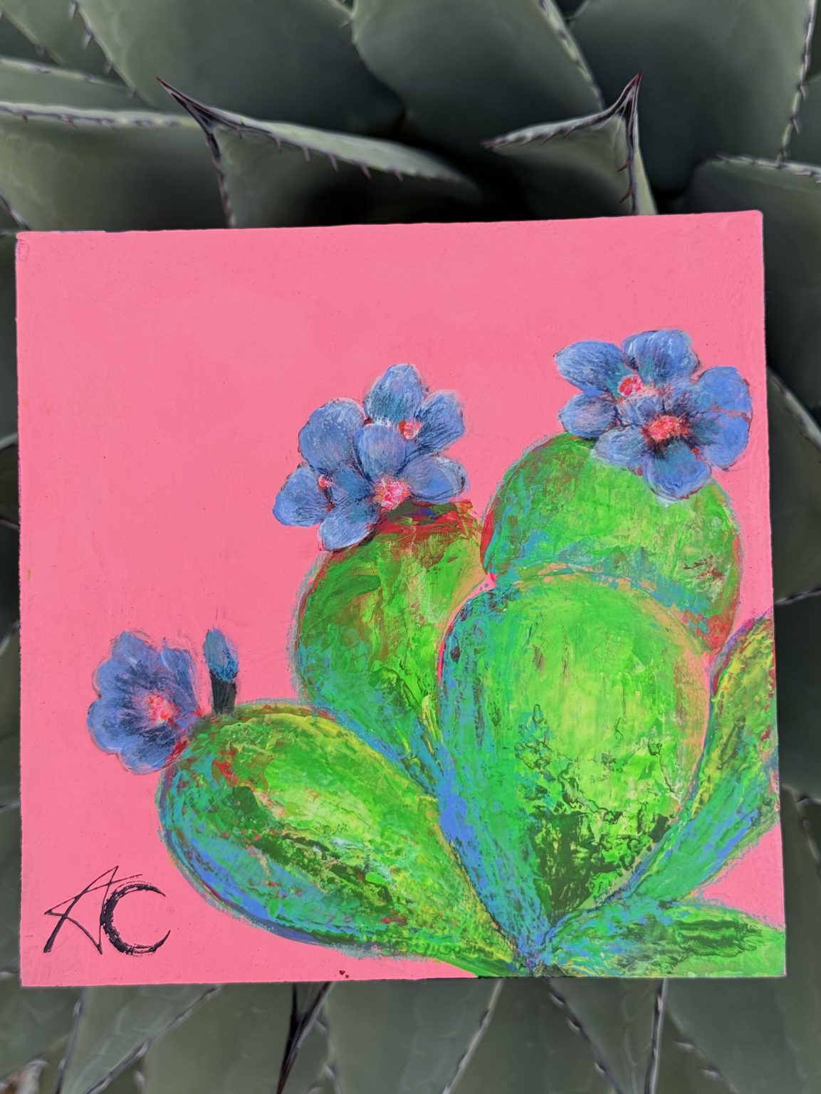 Santa Fe Marketplace Daylight — Original acrylic painting on 6×6 birch hardwood board (1.5″ deep) Product Image: Daylight — Original acrylic painting on 6×6 birch hardwood board (1.5″ deep)