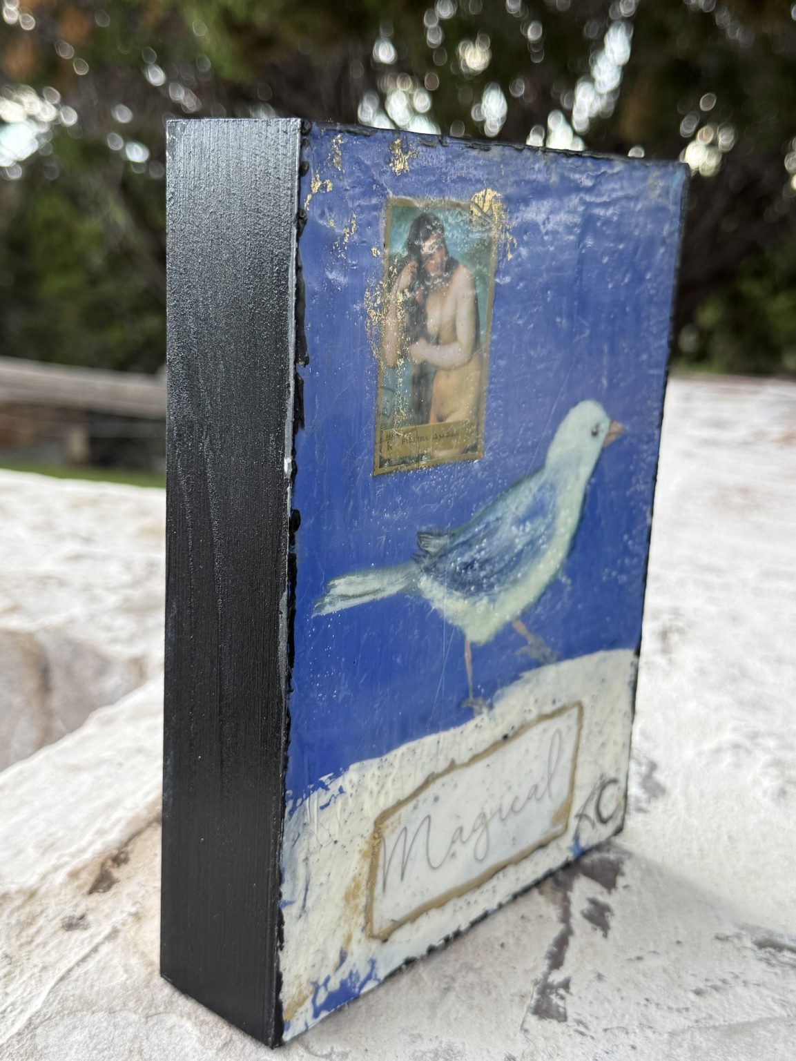 Santa Fe Marketplace Magical — Original Mixed Media Encaustic painting on 6×8 birch hardwood board (1″ deep) Product Image: Magical — Original Mixed Media Encaustic painting on 6×8 birch hardwood board (1″ deep)