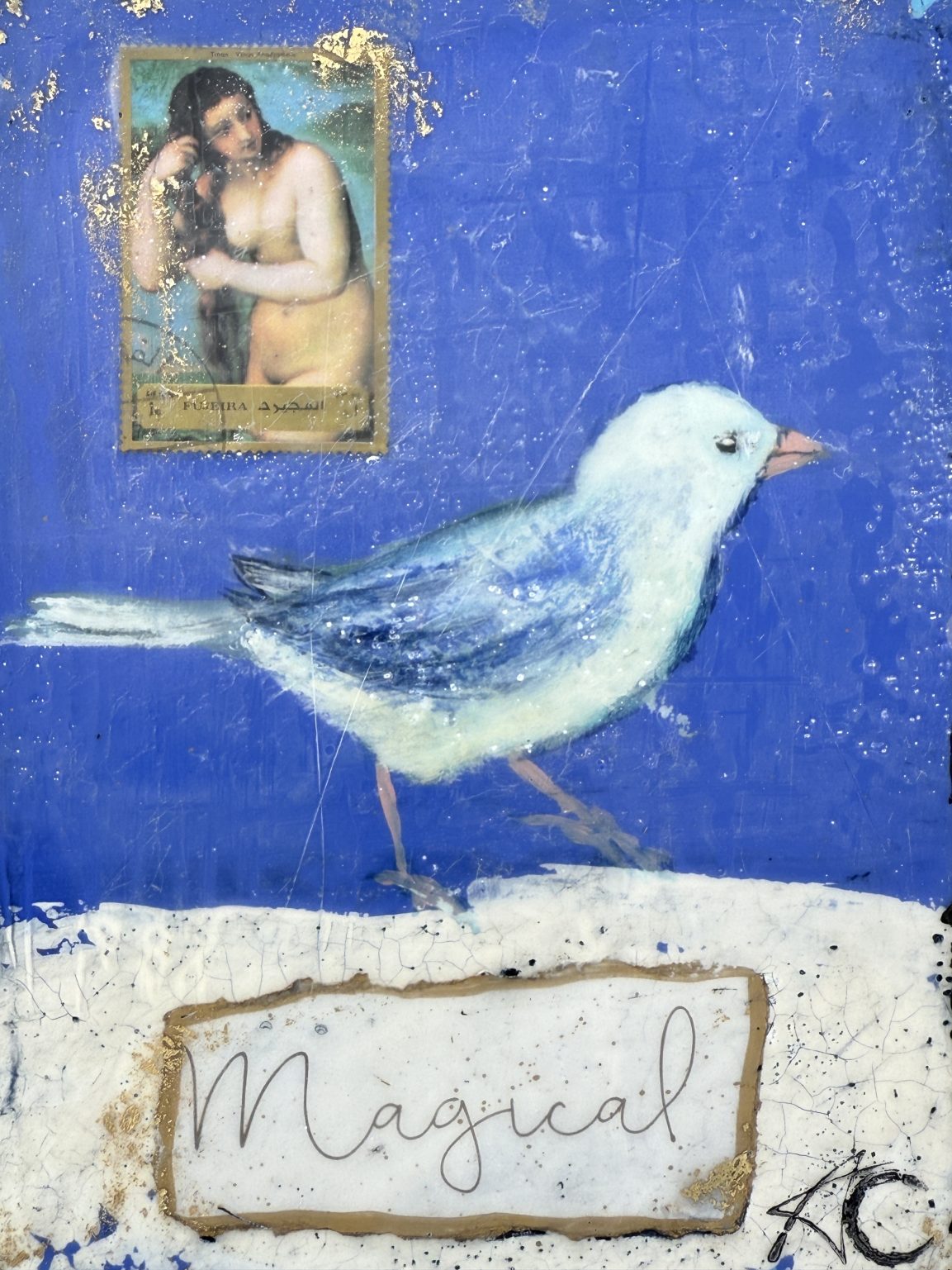 Santa Fe Marketplace Magical — Original Mixed Media Encaustic painting on 6×8 birch hardwood board (1″ deep) Product Image: Magical — Original Mixed Media Encaustic painting on 6×8 birch hardwood board (1″ deep)