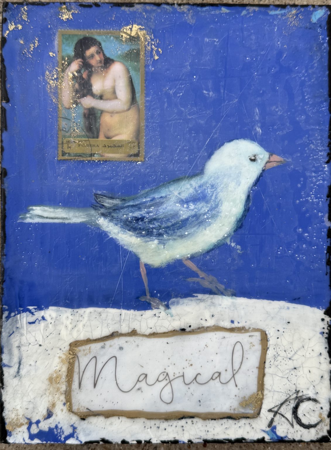 Santa Fe Marketplace Magical — Original Mixed Media Encaustic painting on 6×8 birch hardwood board (1″ deep) Product Image: Magical — Original Mixed Media Encaustic painting on 6×8 birch hardwood board (1″ deep)