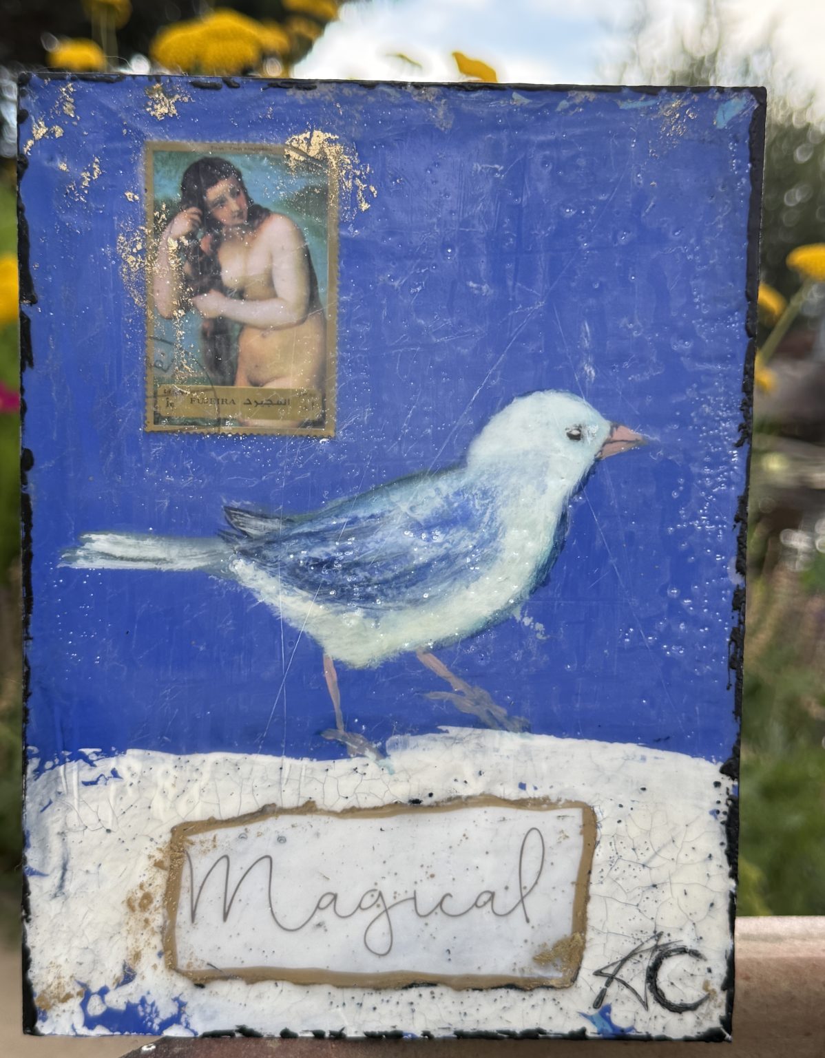 Santa Fe Marketplace Magical — Original Mixed Media Encaustic painting on 6×8 birch hardwood board (1″ deep) Product Image: Magical — Original Mixed Media Encaustic painting on 6×8 birch hardwood board (1″ deep)