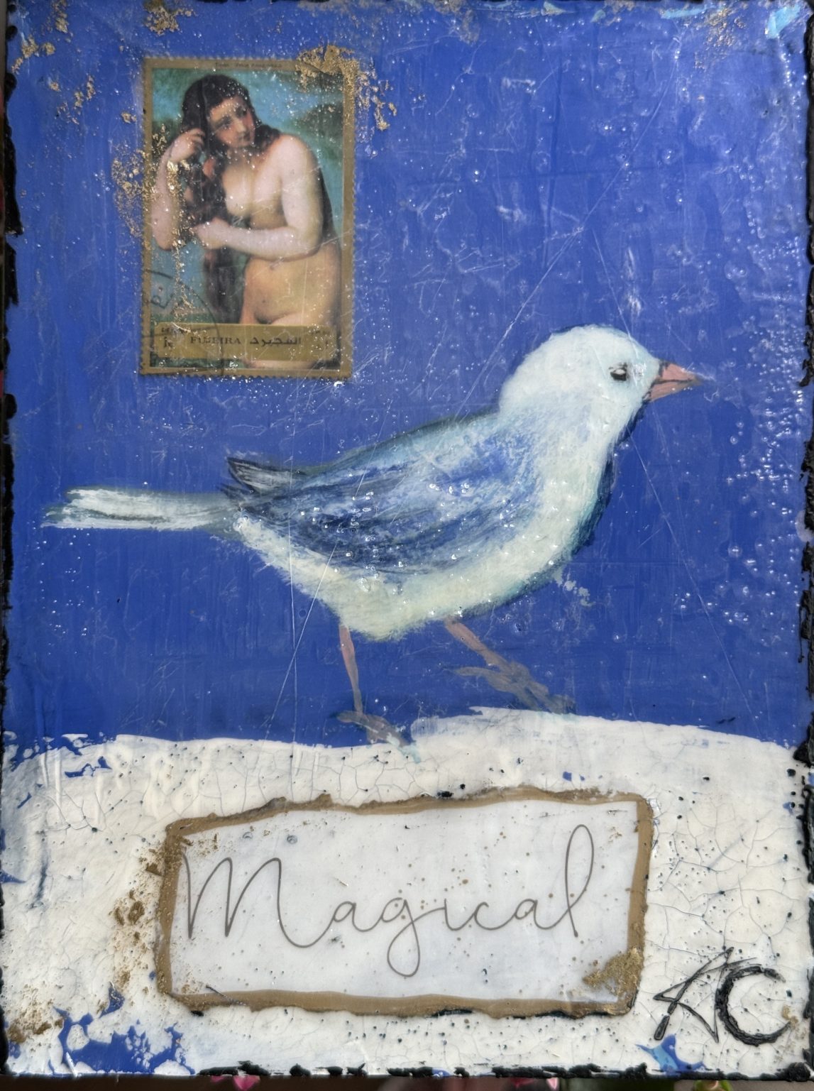 Santa Fe Marketplace Magical — Original Mixed Media Encaustic painting on 6×8 birch hardwood board (1″ deep) Product Image: Magical — Original Mixed Media Encaustic painting on 6×8 birch hardwood board (1″ deep)