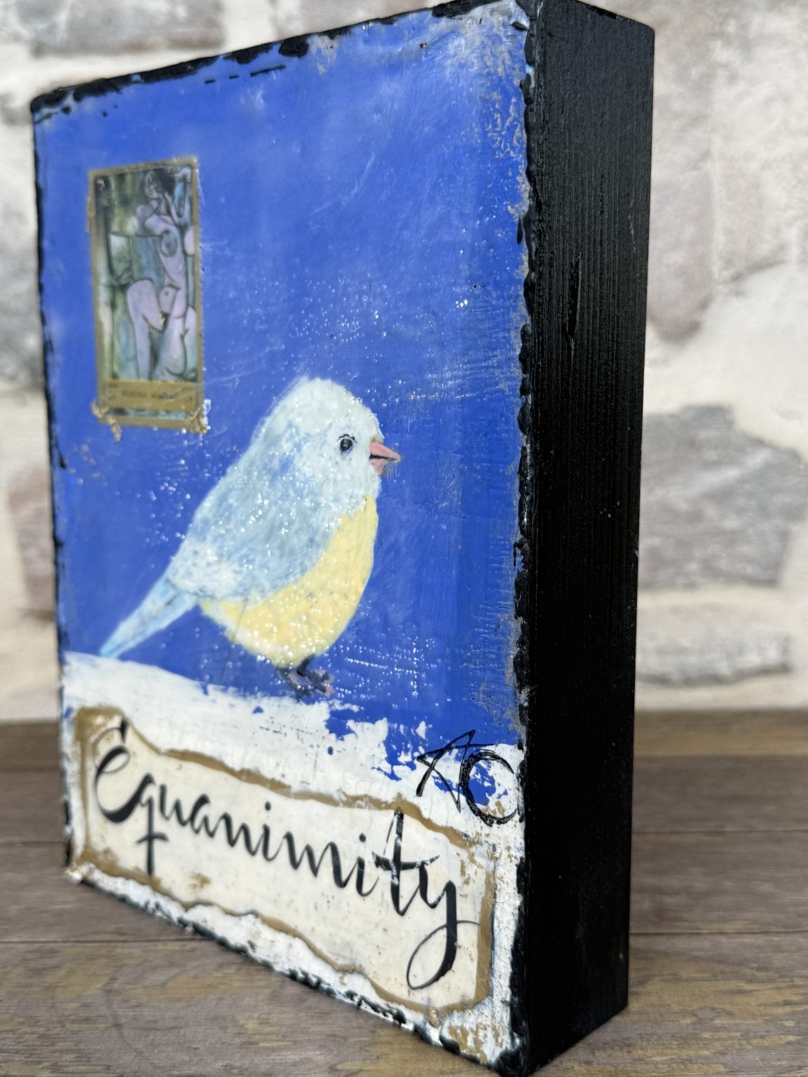 Santa Fe Marketplace Equanimity — Original Mixed Media Encaustic painting on 6×8 birch hardwood board (1″ deep) Product Image: Equanimity — Original Mixed Media Encaustic painting on 6×8 birch hardwood board (1″ deep)