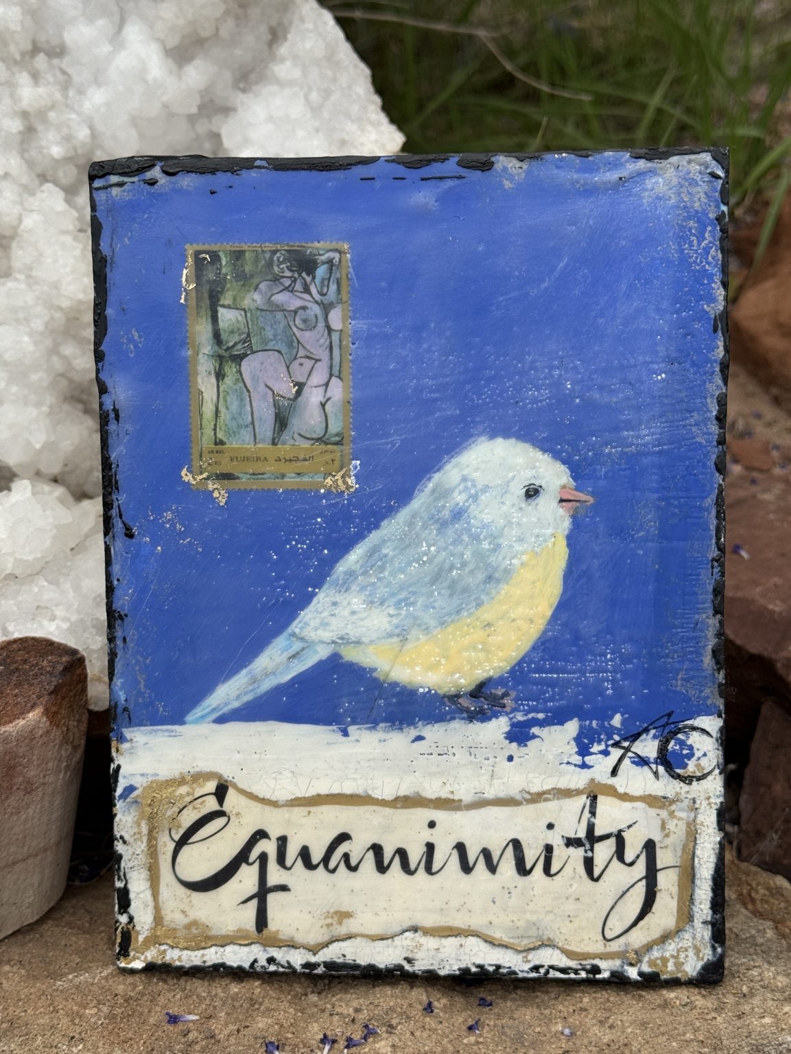 Santa Fe Marketplace Equanimity — Original Mixed Media Encaustic painting on 6×8 birch hardwood board (1″ deep) Product Image: Equanimity — Original Mixed Media Encaustic painting on 6×8 birch hardwood board (1″ deep)