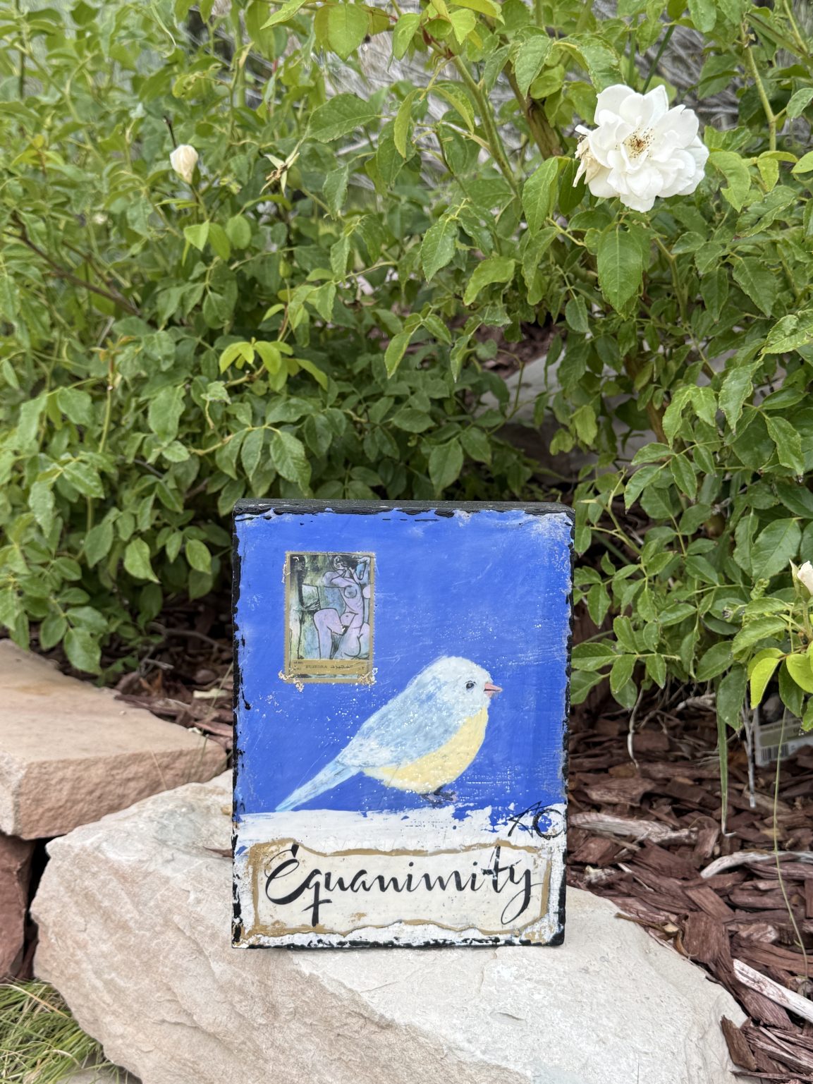 Santa Fe Marketplace Equanimity — Original Mixed Media Encaustic painting on 6×8 birch hardwood board (1″ deep) Product Image: Equanimity — Original Mixed Media Encaustic painting on 6×8 birch hardwood board (1″ deep)
