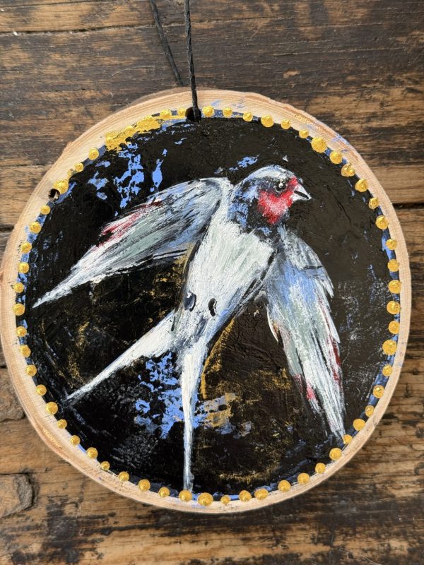 Product Image: Spring Swallow — Original Hand-Painted Aspen Wood Slice