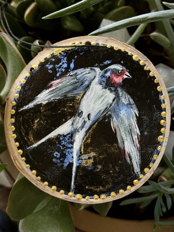 Product Image: Spring Swallow — Original Hand-Painted Aspen Wood Slice