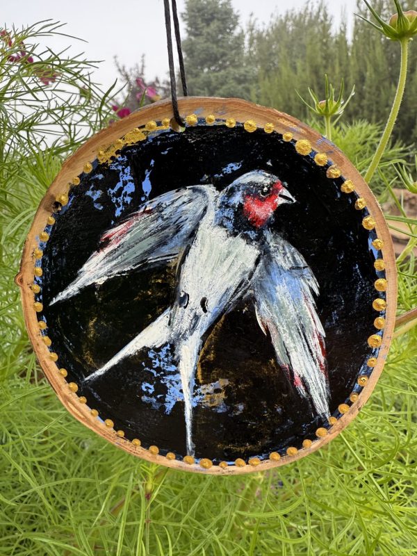 Product Image: Spring Swallow — Original Hand-Painted Aspen Wood Slice