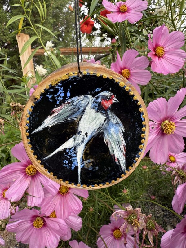 Product Image: Spring Swallow — Original Hand-Painted Aspen Wood Slice
