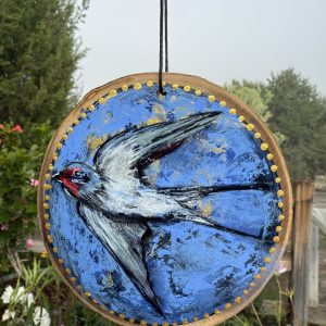 Product Image: Blue Skies Swallow — Original Hand-Painted Aspen Wood Slice