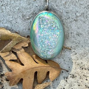 Product Image: Striking Pale Blue Green Druzy Pendant!