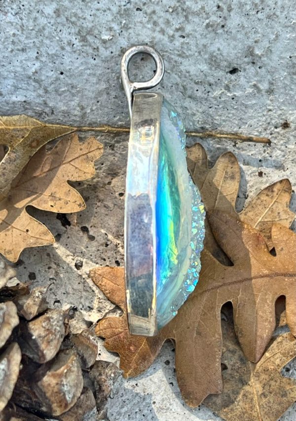 Product Image: Striking Pale Blue Green Druzy Pendant!