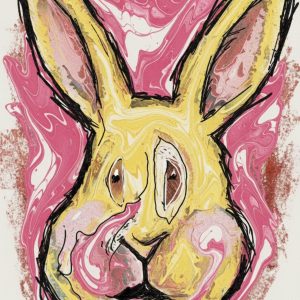 Product Image: Pink Bunny 12 X 8 Oil Pastel