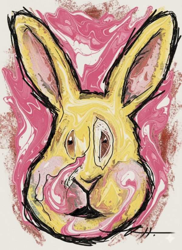 Product Image: Pink Bunny 12 X 8 Oil Pastel