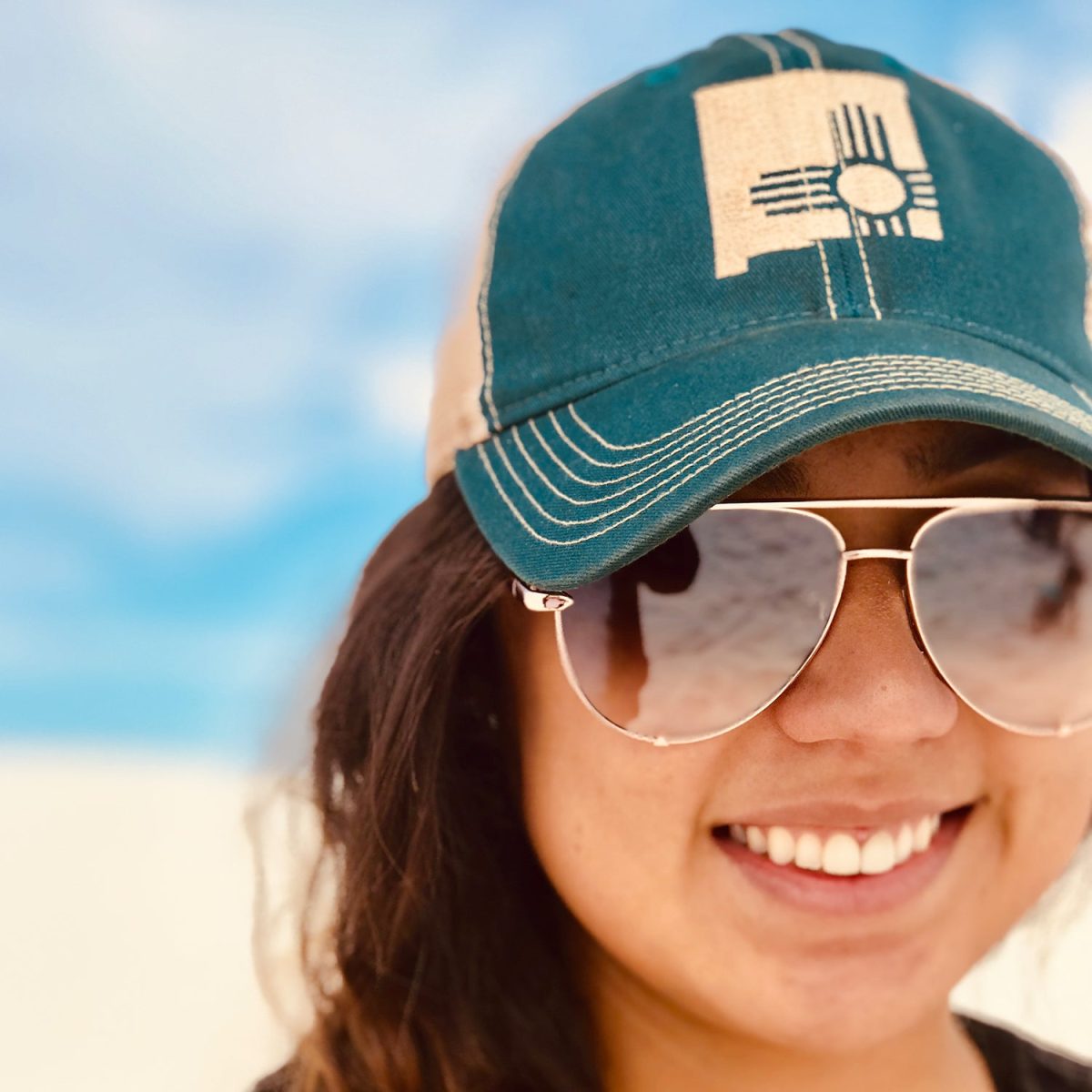 Santa Fe Marketplace State Zia Trucker Hat Teal Product Image: State Zia Trucker Hat Teal