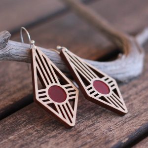 Product Image: Diamond Zia Earrings in Maple & Red