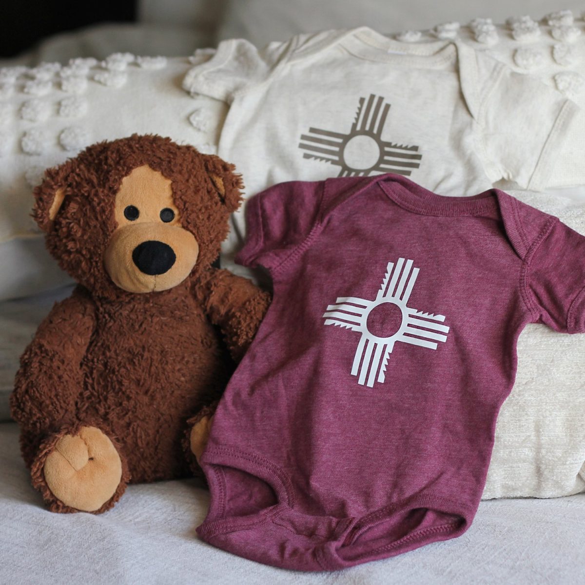 Santa Fe Marketplace Zia New Mexico Baby Onesie Product Image: Zia New Mexico Baby Onesie