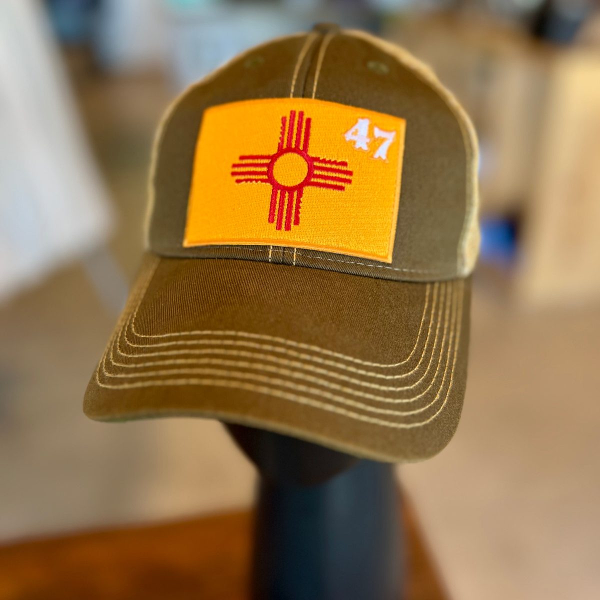 Santa Fe Marketplace Zia Flag Patch Trucker Hat Product Image: Zia Flag Patch Trucker Hat