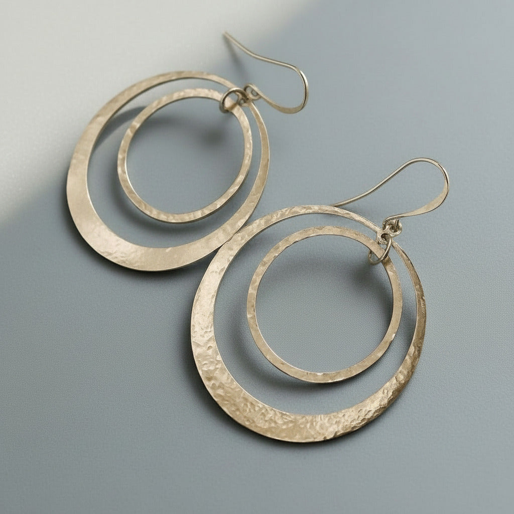Santa Fe Marketplace Brass Hoop Earrings – Handcrafted Talisman Jewelry For Calm Product Image: Brass Hoop Earrings – Handcrafted Talisman Jewelry For Calm