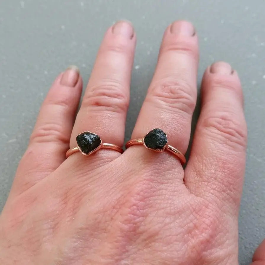 Santa Fe Marketplace Raw Black Tourmaline Ring | Electroformed Copper Product Image: Raw Black Tourmaline Ring | Electroformed Copper