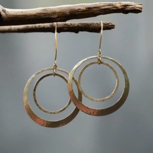 Santa Fe Marketplace Brass Hoop Earrings – Handcrafted Talisman Jewelry For Calm Product Image: Brass Hoop Earrings – Handcrafted Talisman Jewelry For Calm