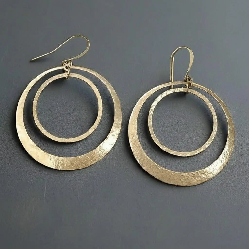 Santa Fe Marketplace Full Circle Brass Hoop Earrings | Handcrafted Talisman Jewelry Product Image: Full Circle Brass Hoop Earrings | Handcrafted Talisman Jewelry