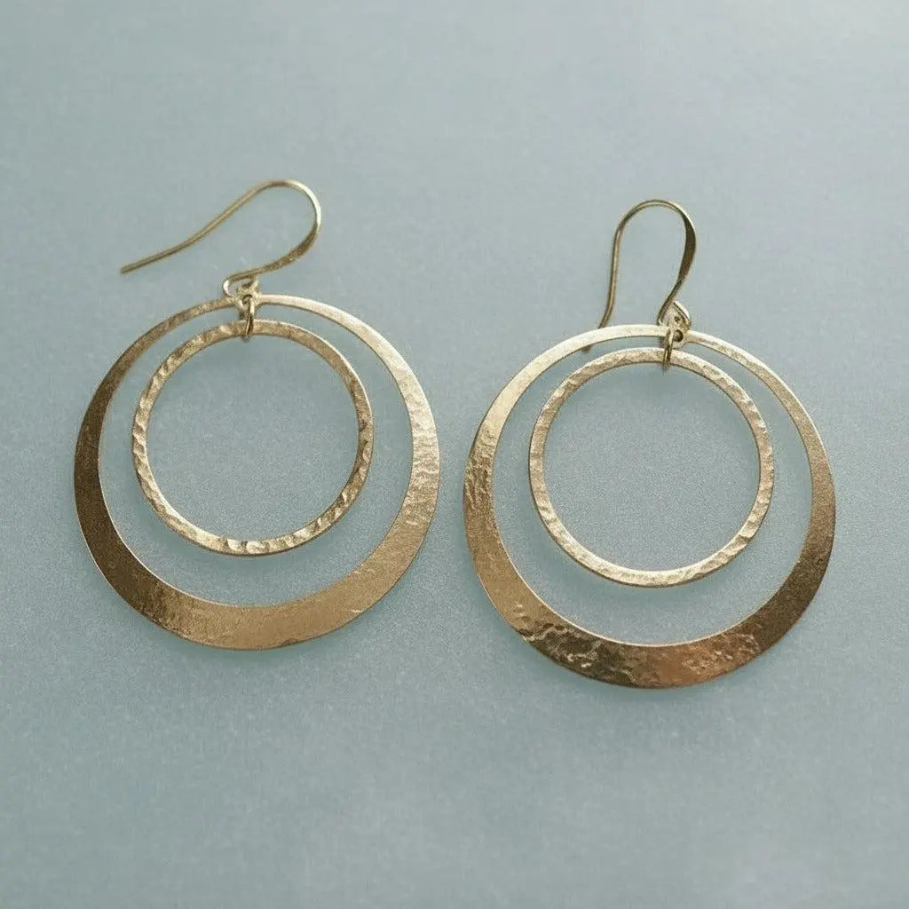 Santa Fe Marketplace Full Circle Brass Hoop Earrings | Handcrafted Talisman Jewelry Product Image: Full Circle Brass Hoop Earrings | Handcrafted Talisman Jewelry