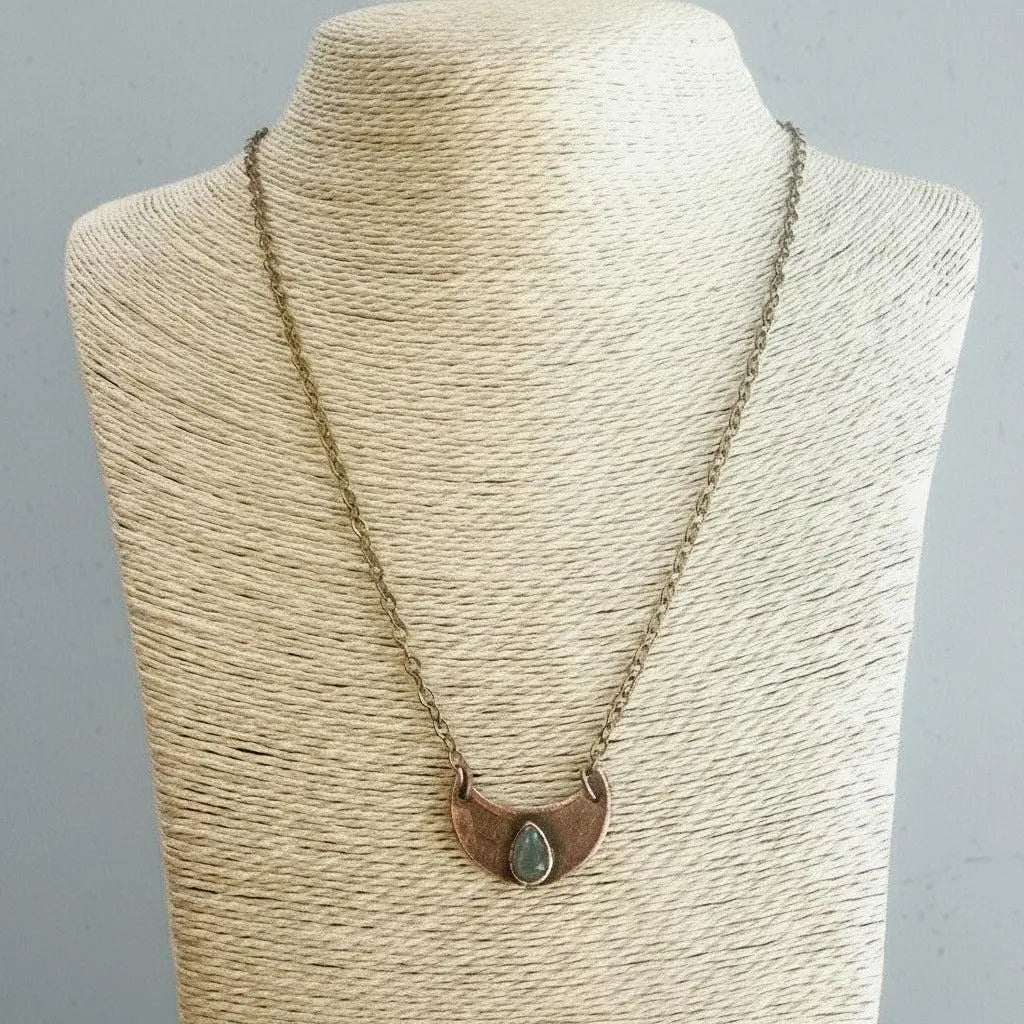 Santa Fe Marketplace Labradorite Crescent Moon Necklace | Electroformed Copper Jewelry Product Image: Labradorite Crescent Moon Necklace | Electroformed Copper Jewelry