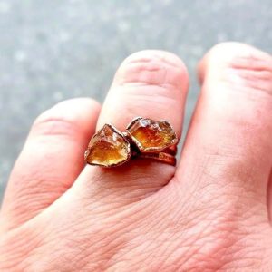 Santa Fe Marketplace Handcrafted Copper Raw Citrine Ring for Tranquility Product Image: Handcrafted Copper Raw Citrine Ring for Tranquility