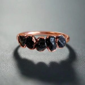 Santa Fe Marketplace Black Tourmaline Multistone Ring | Electroformed Copper Jewelry Product Image: Black Tourmaline Multistone Ring | Electroformed Copper Jewelry