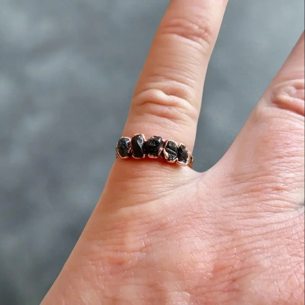 Santa Fe Marketplace Black Tourmaline Multistone Ring | Electroformed Copper Jewelry Product Image: Black Tourmaline Multistone Ring | Electroformed Copper Jewelry