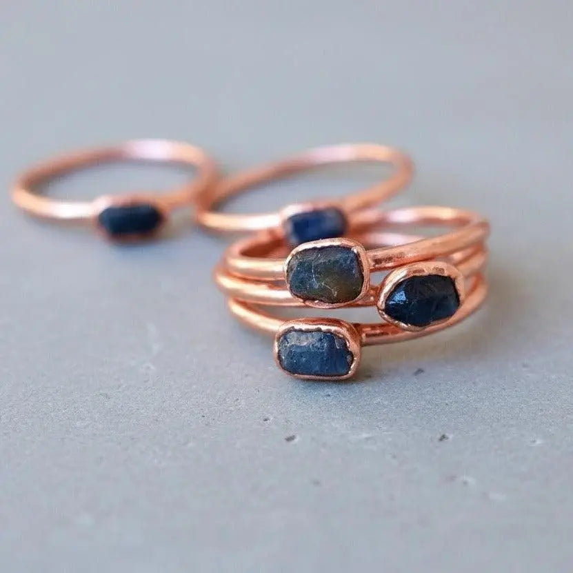 Santa Fe Marketplace Raw Sapphire Ring – Handcrafted Copper Talisman for Clarity Product Image: Raw Sapphire Ring – Handcrafted Copper Talisman for Clarity