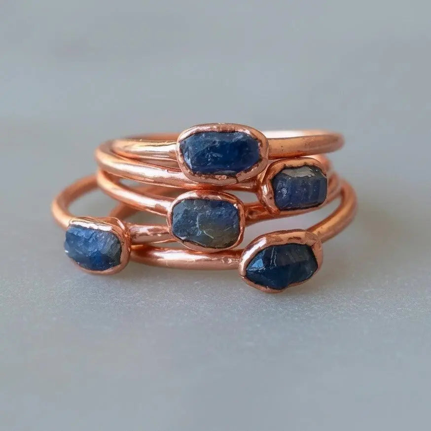 Santa Fe Marketplace Raw Sapphire Ring – Handcrafted Copper Talisman for Clarity Product Image: Raw Sapphire Ring – Handcrafted Copper Talisman for Clarity