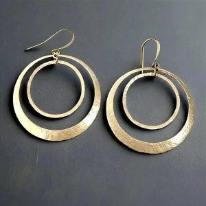 Product Image: Full Circle Brass Hoop Earrings | Hand Hammered | Handcrafted Brass | Ready to Ship