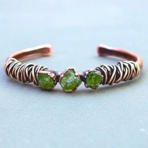 Product Image: Raw Peridot Copper Cuff | Electroformed Copper Jewelry