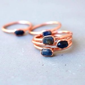 Product Image: Raw Sapphire Ring – Handcrafted Copper Talisman for Clarity