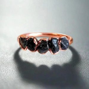Product Image: Black Tourmaline Multistone Ring | Electroformed Copper Jewelry