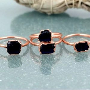 Product Image: Raw Black Tourmaline Ring | Electroformed Copper Jewelry